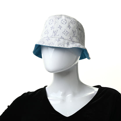Louis Vuitton Monogram Denim Transformable Bob Bucket Hat 58 White Blue 2 of 6