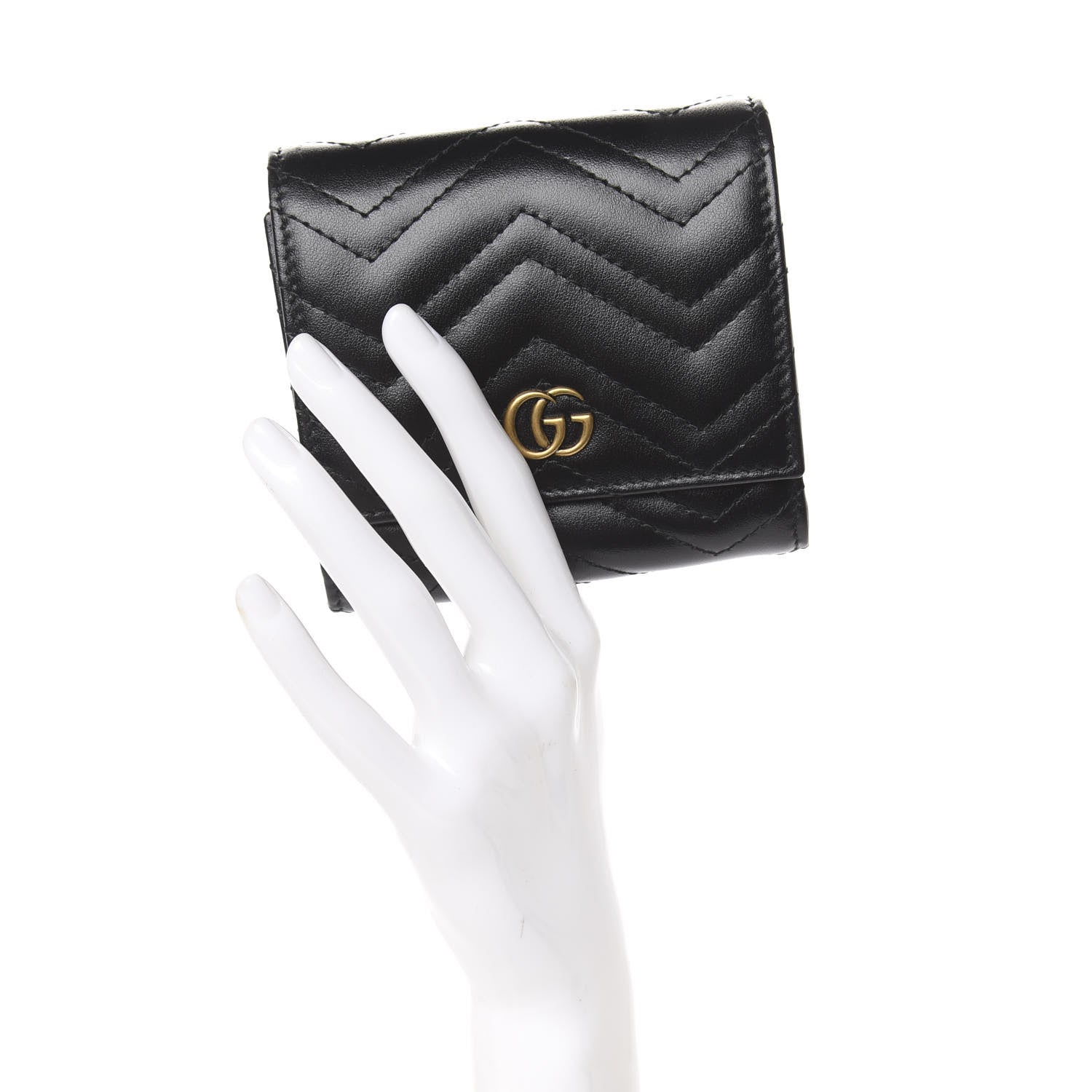 Gucci Calfskin Matelasse GG Marmont Medium Wallet Black 2 of 6