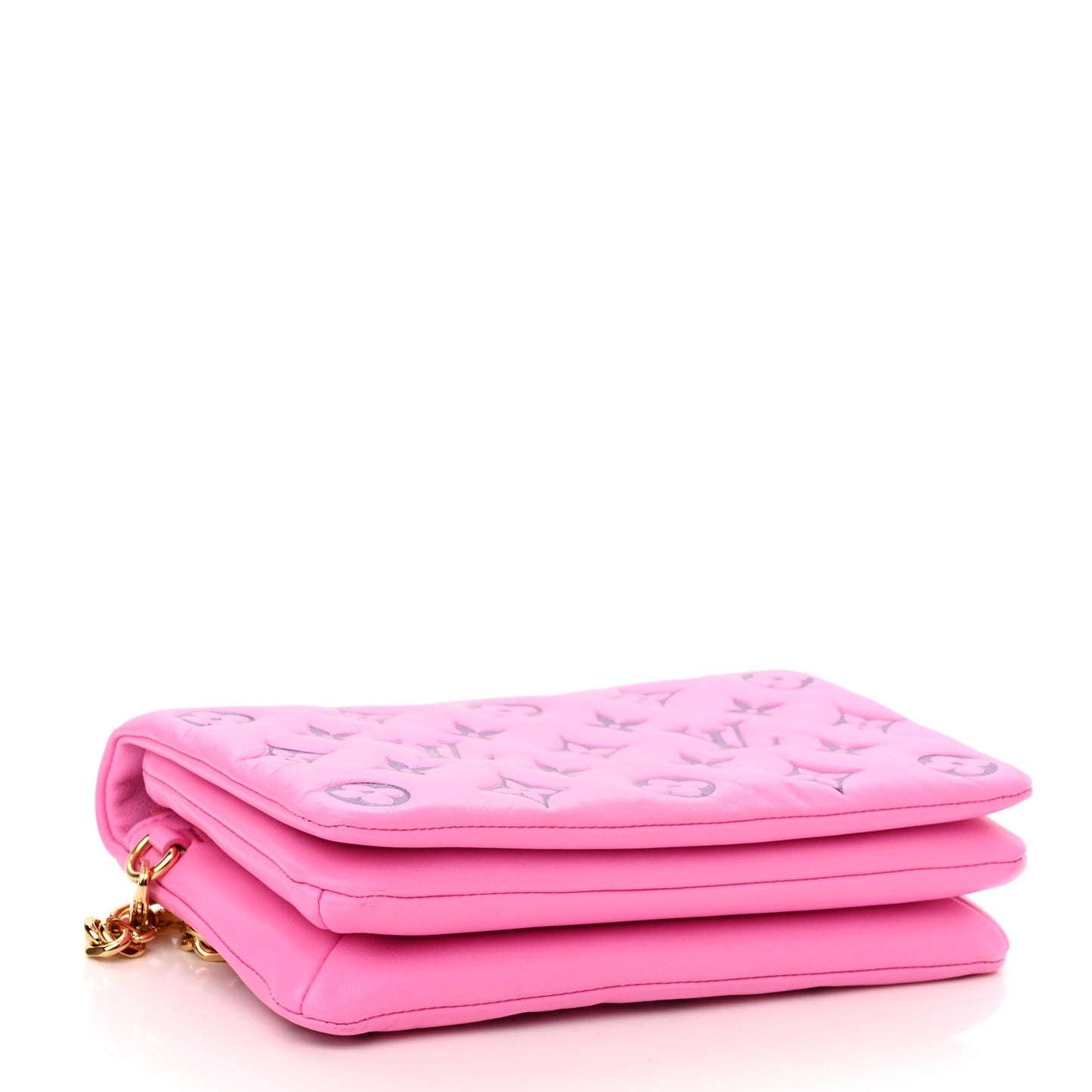 Lambskin Embossed Monogram Vuittamins Pochette Coussin Rose Violet
