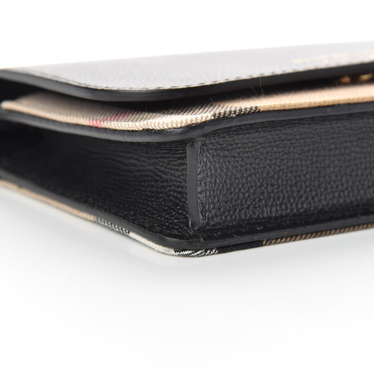 Burberry Derby Calfskin House Check Wallet On Chain Black 10 of 11
