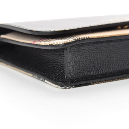 Burberry Derby Calfskin House Check Wallet On Chain Black 10 of 11