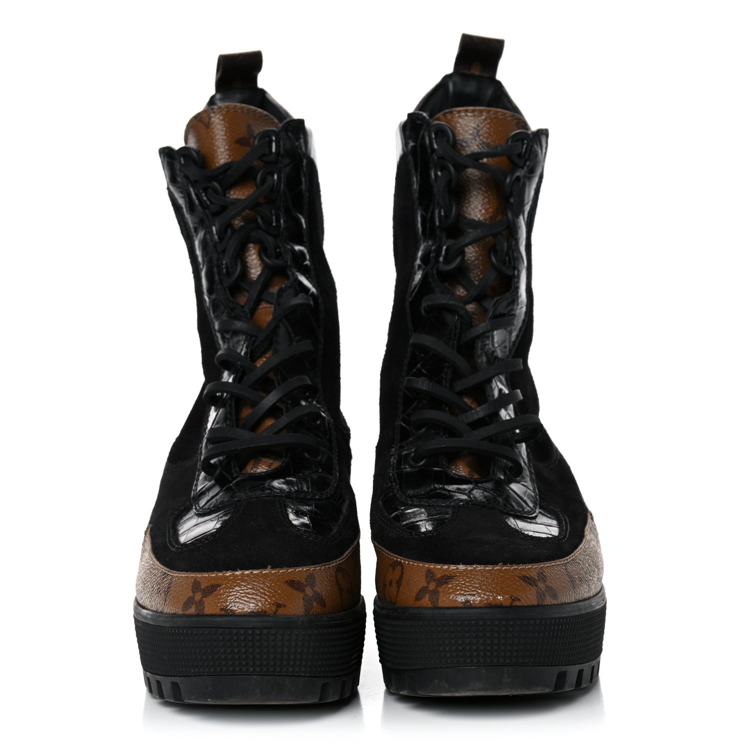 Louis Vuitton Suede Calfskin Monogram Laureate Platform Desert Boots 40 Black 2 of 14