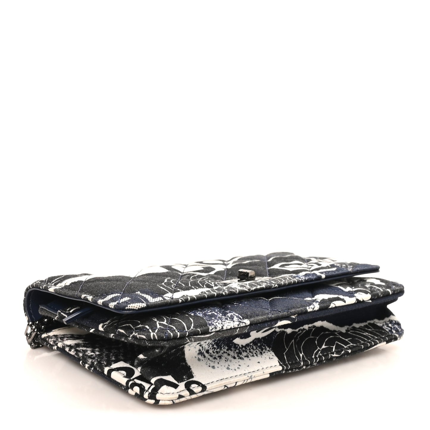 Canvas Printed Quilted 2.55 Reissue Wallet On Chain WOC White Black Navy Blue