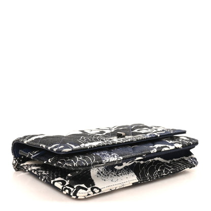 Chanel Canvas Printed Quilted 2.55 Reissue Wallet On Chain WOC White Black Navy Blue 3 of 9