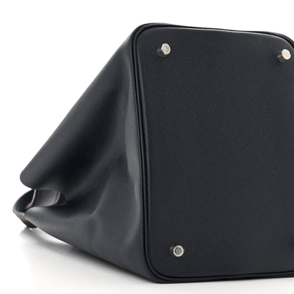 Hermes Epsom Tressage De Cuir Picotin Lock 22 MM Bleu Indigo Black Terre Battue 9 of 10