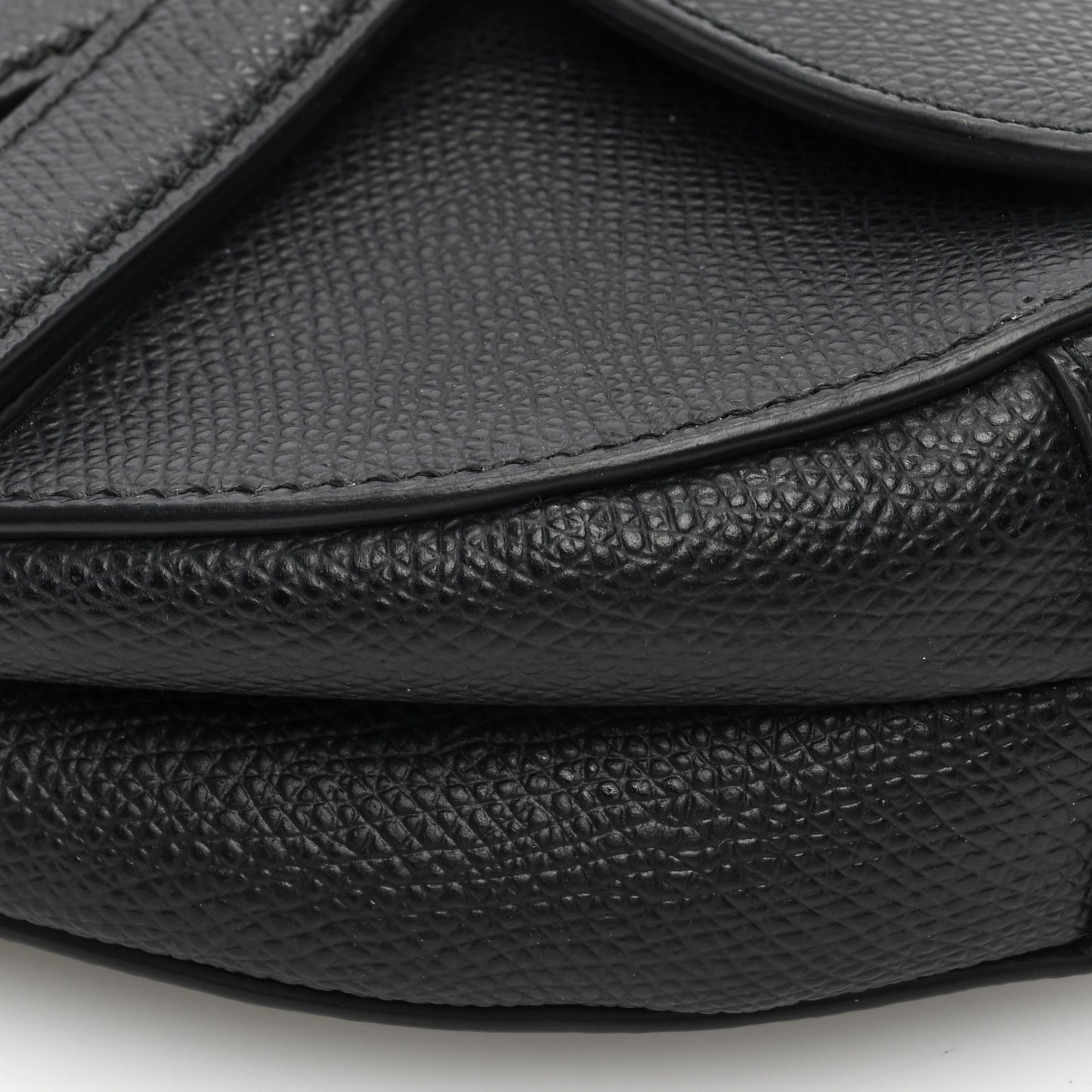 Grained Calfskin Mini Saddle Bag Black