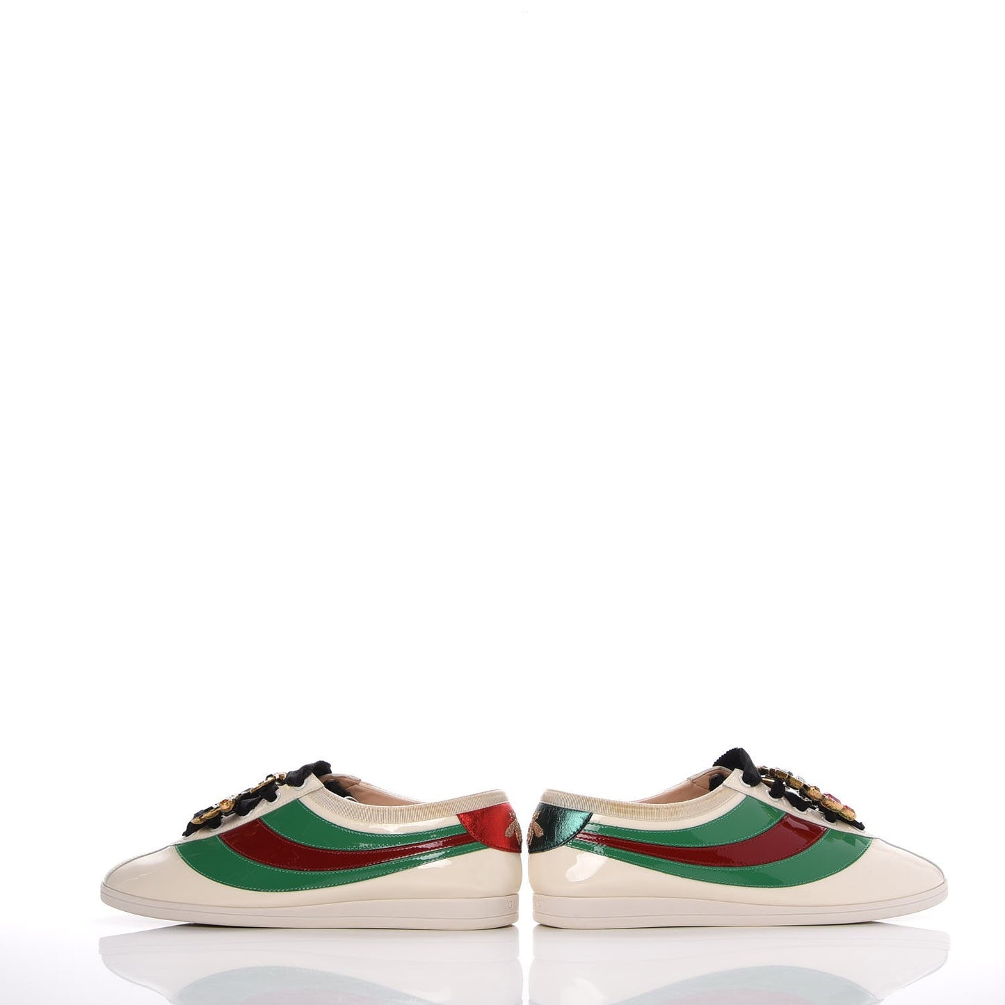Patent Crystal Web GG Womens Falacer Sneakers 39 Mystic White New Shamarock Red