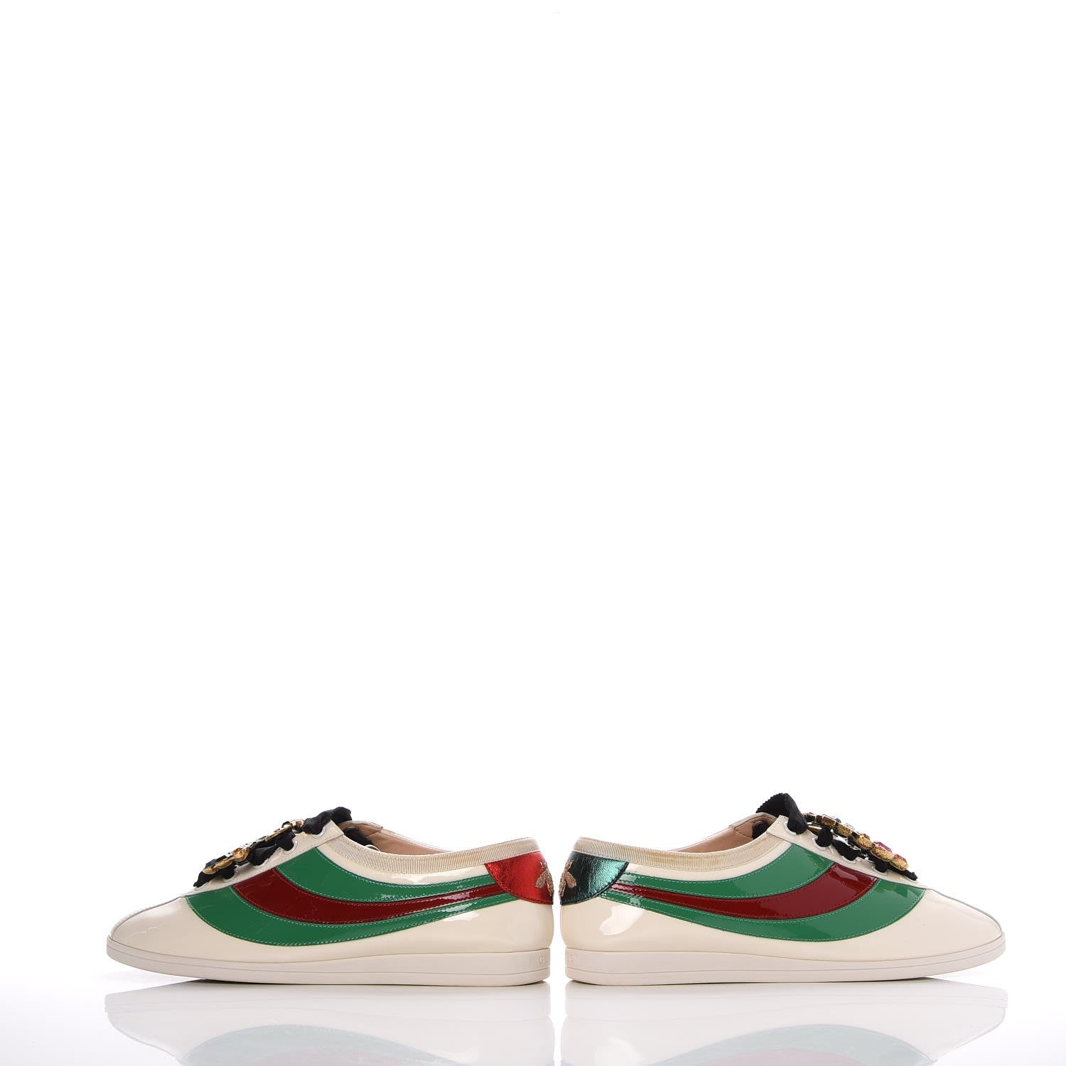 Gucci Patent Crystal Web GG Womens Falacer Sneakers 39 Mystic White New Shamarock Red 5 of 18
