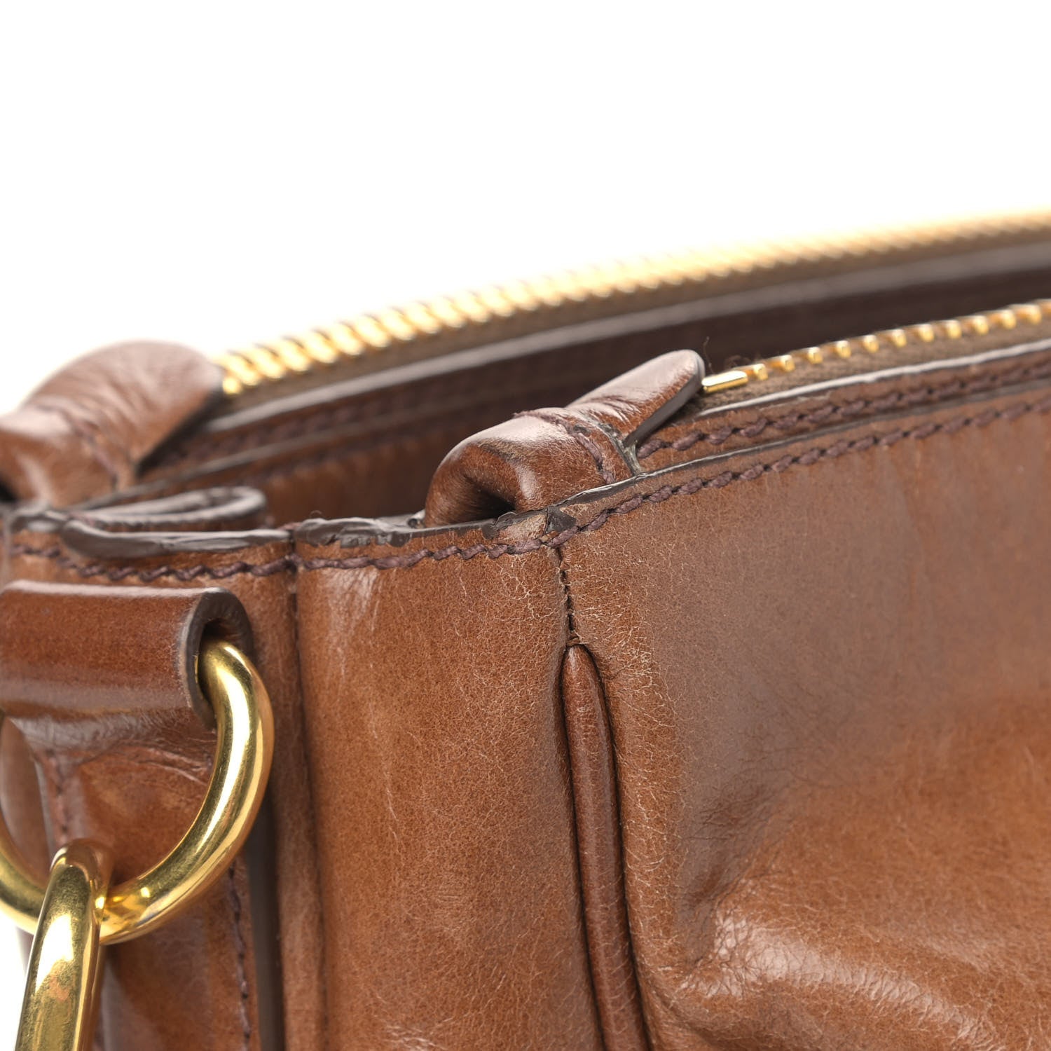 Prada Vitello Shine Boston Bag Palissandro 7 of 11