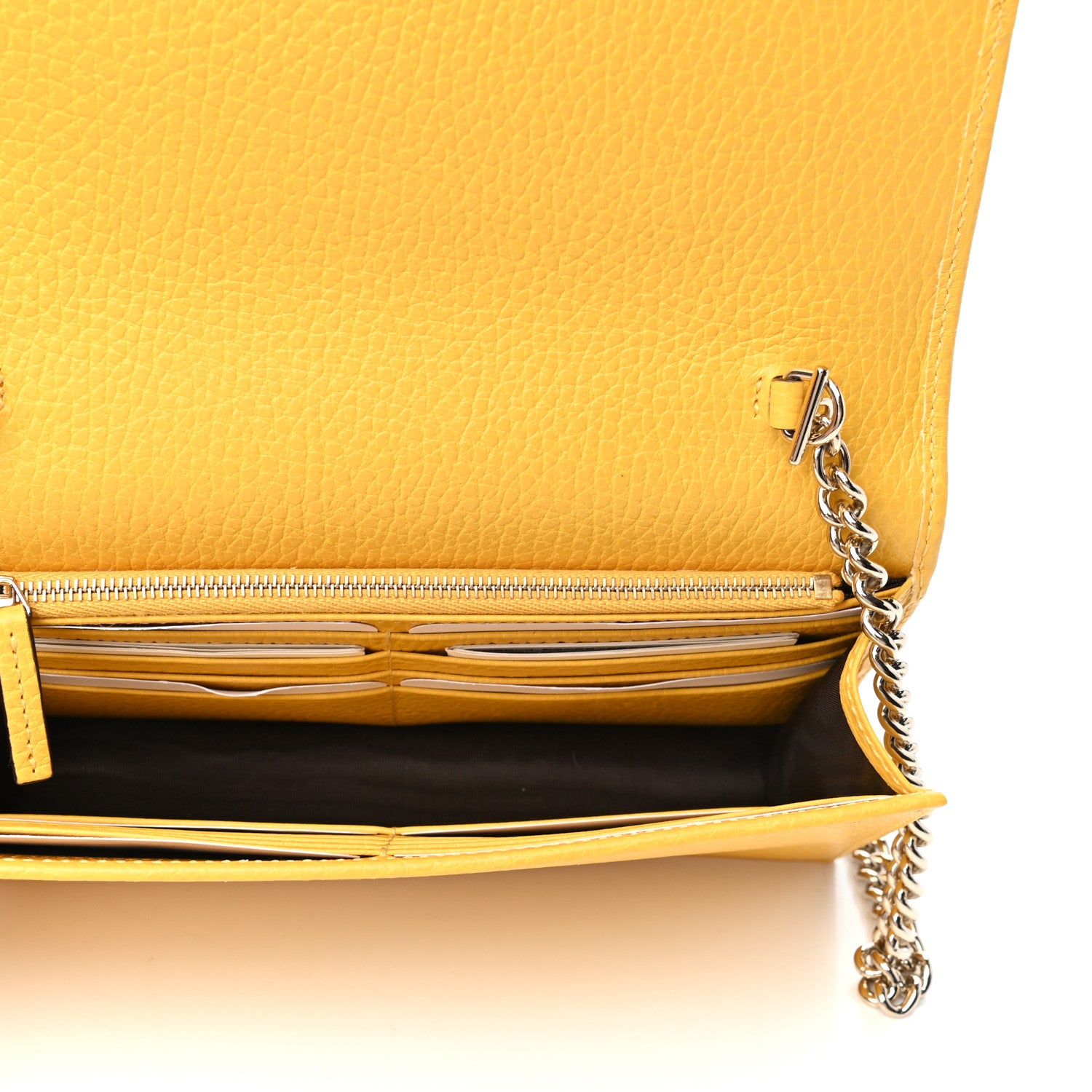 Gucci Dollar Calfskin Interlocking G Chain Wallet New Buttercup 5 of 9