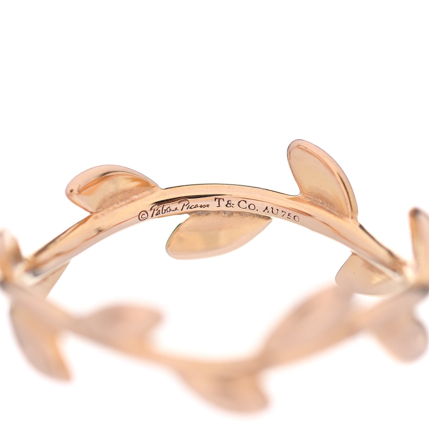 18K Rose Gold Narrow Paloma Picasso Olive Leaf Band Ring 49 5