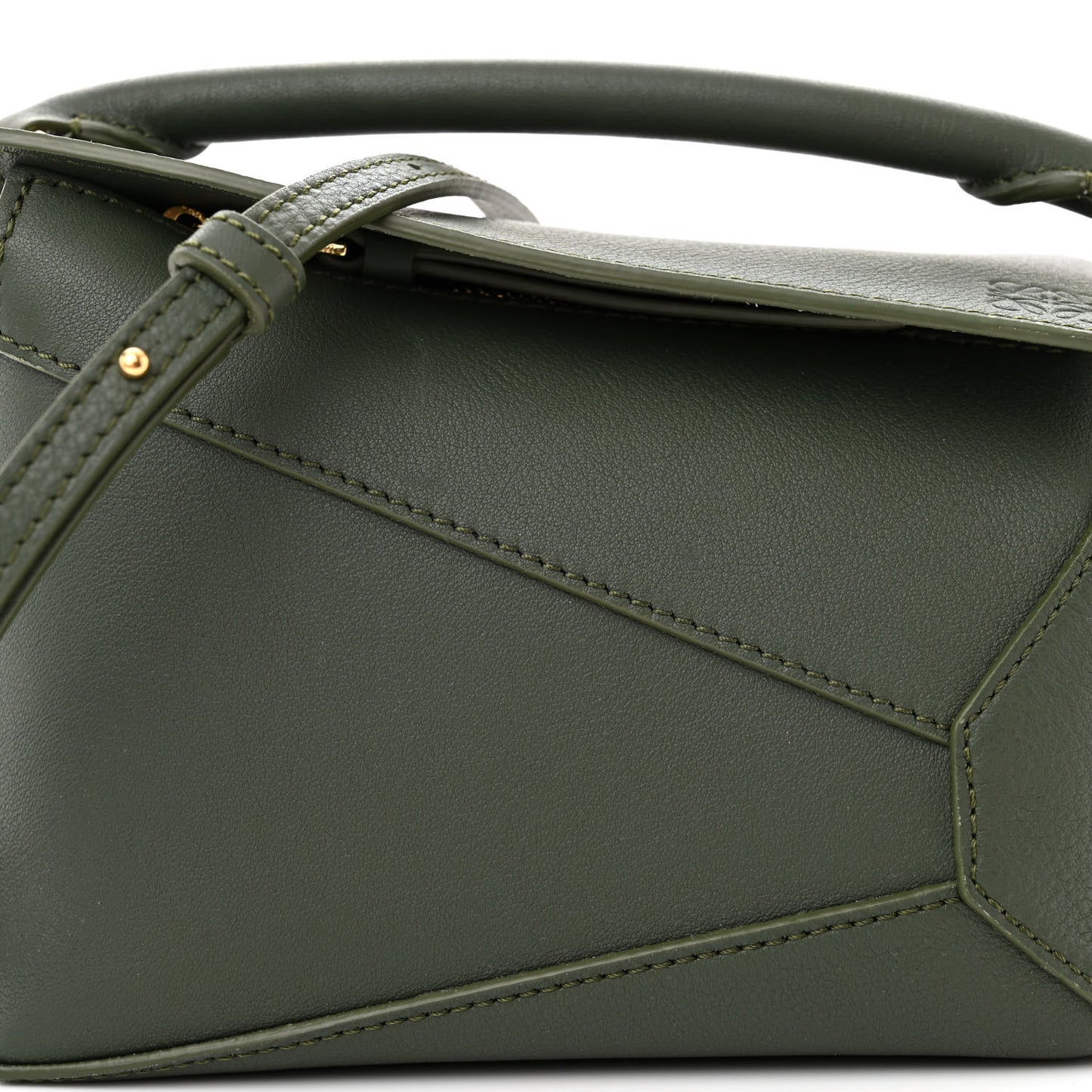 Calfskin Mini Puzzle Edge Bag Vintage Khaki
