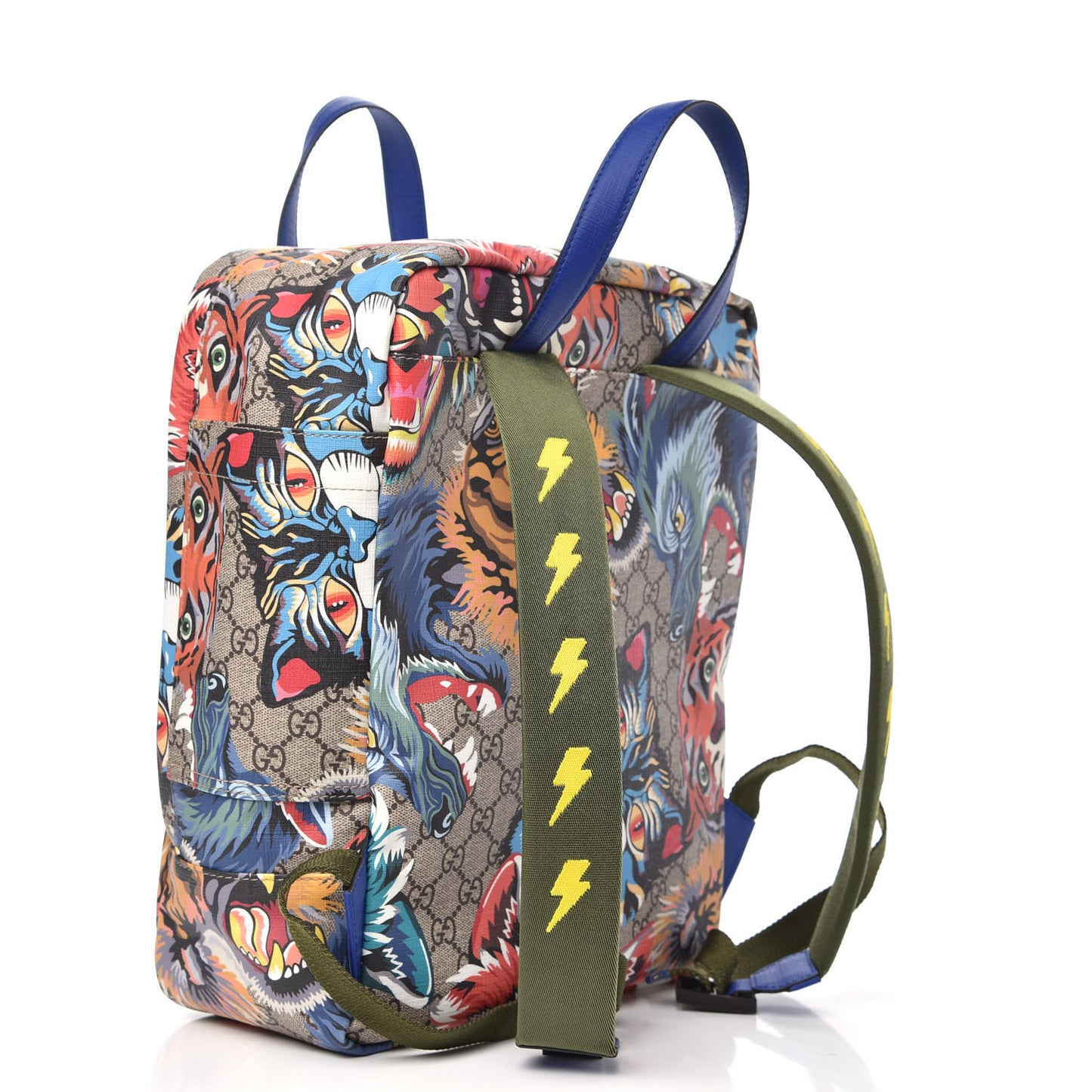 Soft GG Supreme Monogram Animal Faces Childrens Tote Backpack Beige Ebony Multicolor Electric Blue Military Fresia