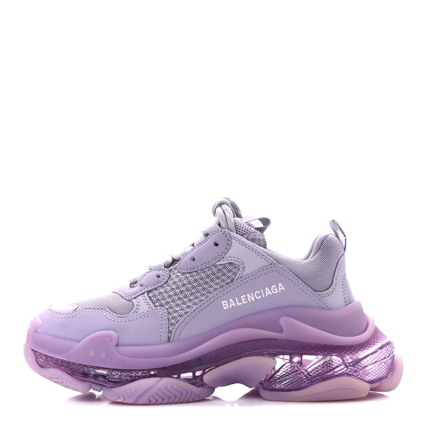 Fabric Mesh Clear Sole Womens Triple S Sneakers 39 Light Lilac White