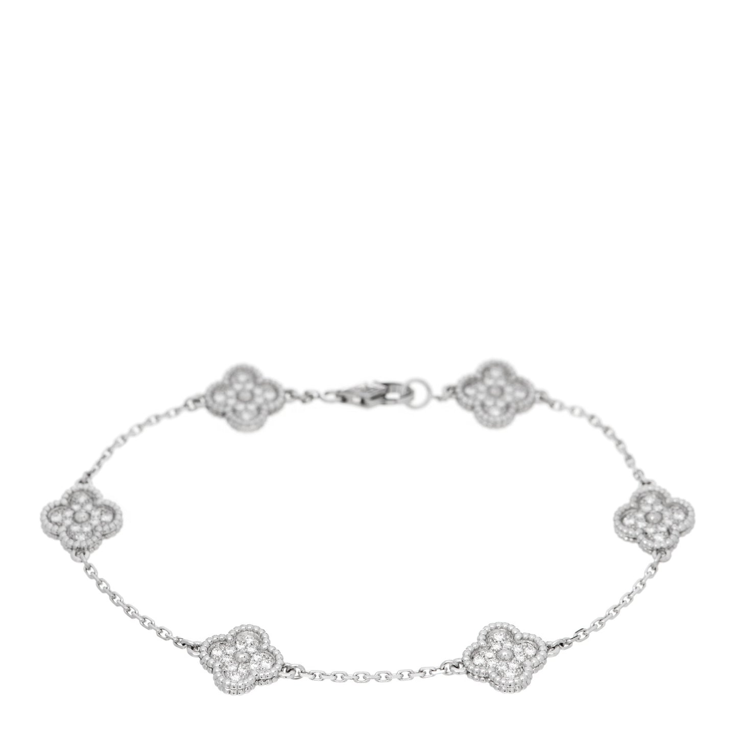 18K White Gold Diamond 6 Motifs Sweet Alhambra Bracelet