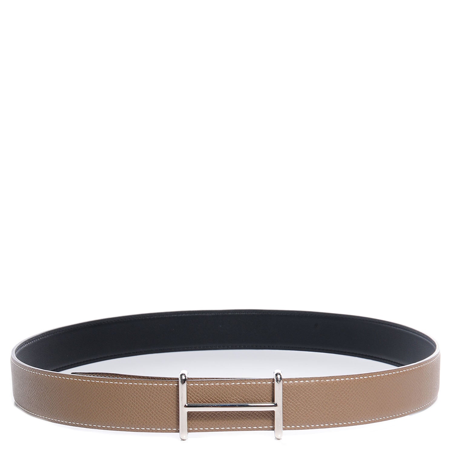 Hermes Epsom Swift Reversible 32mm Idem H Belt 85 Etoupe Noir 1 of 8