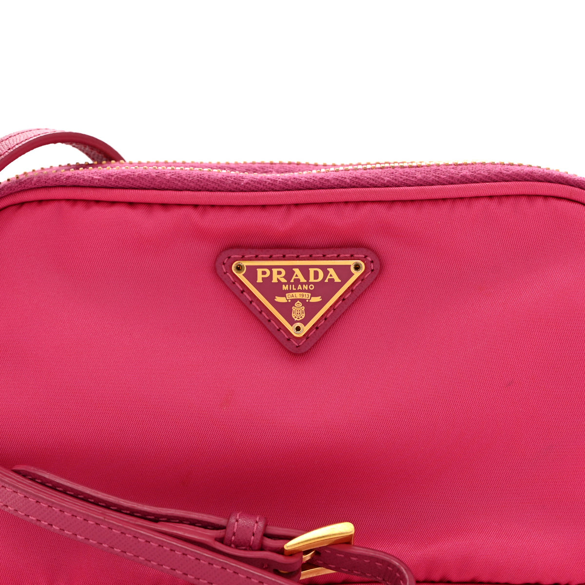 Prada Tessuto Nylon Saffiano Mini Camera Crossbody Fuxia 9 of 11