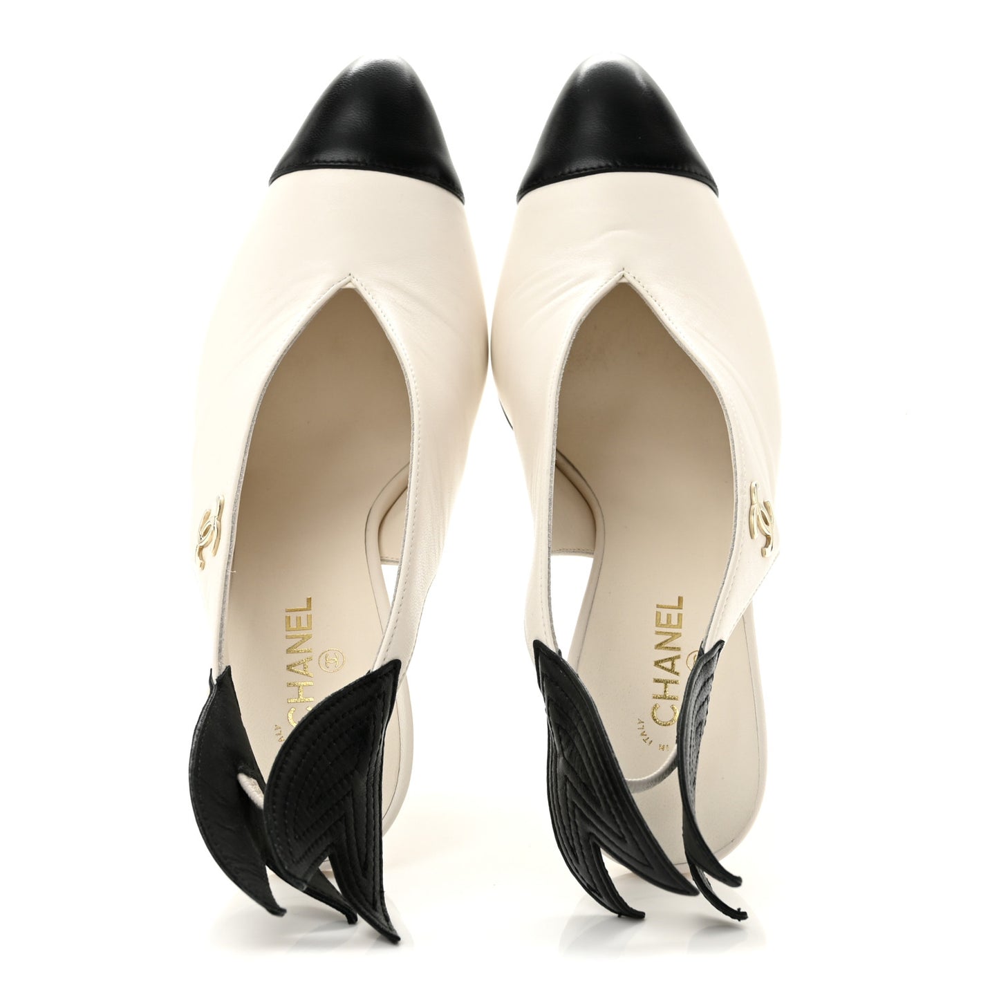 Lambskin Slingback Pumps 36.5 White Black