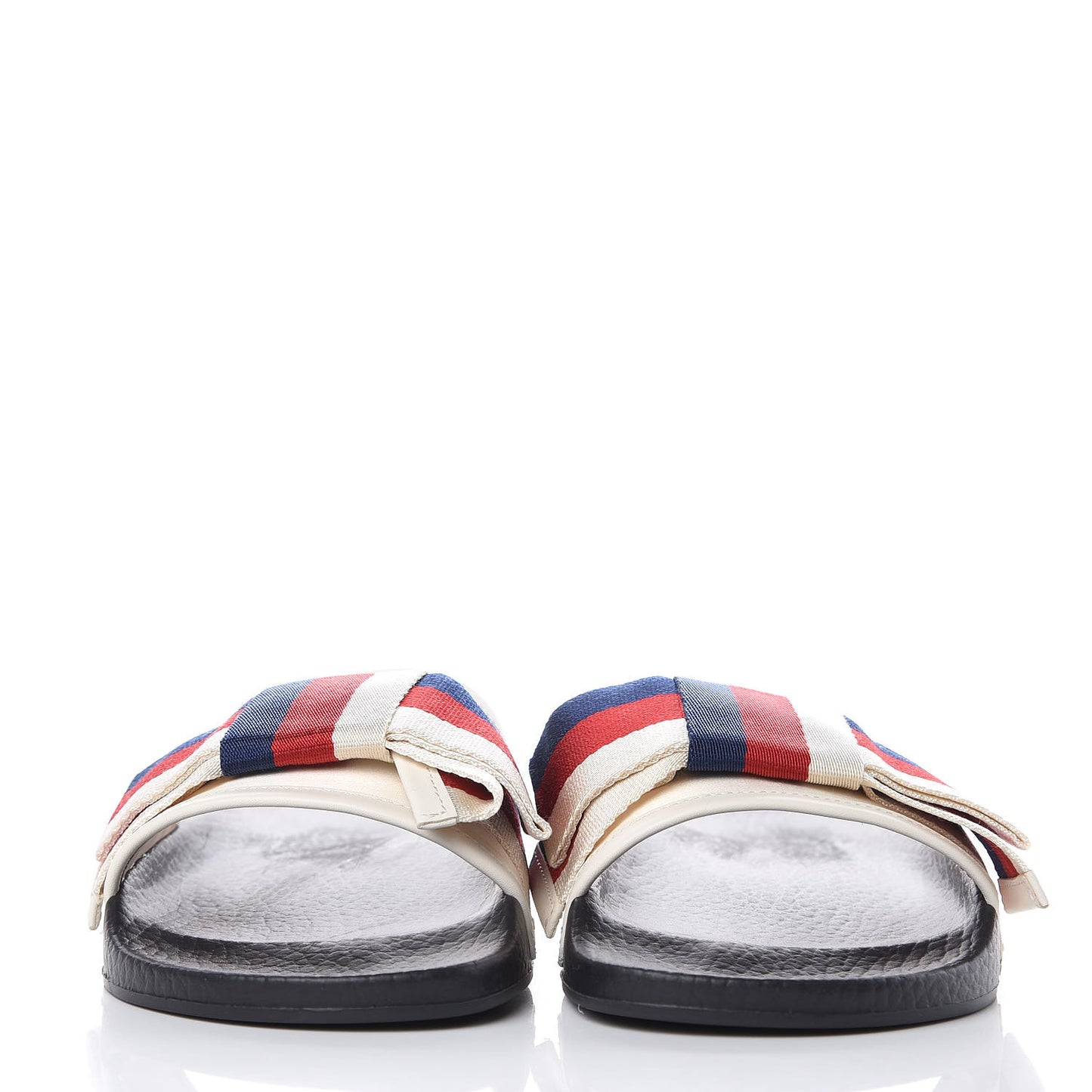 Satin Web Sylvie Bow Slide Sandals 36 White
