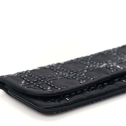 Christian Dior Satin Crystal Cannage Flap Clutch Black 7 of 8