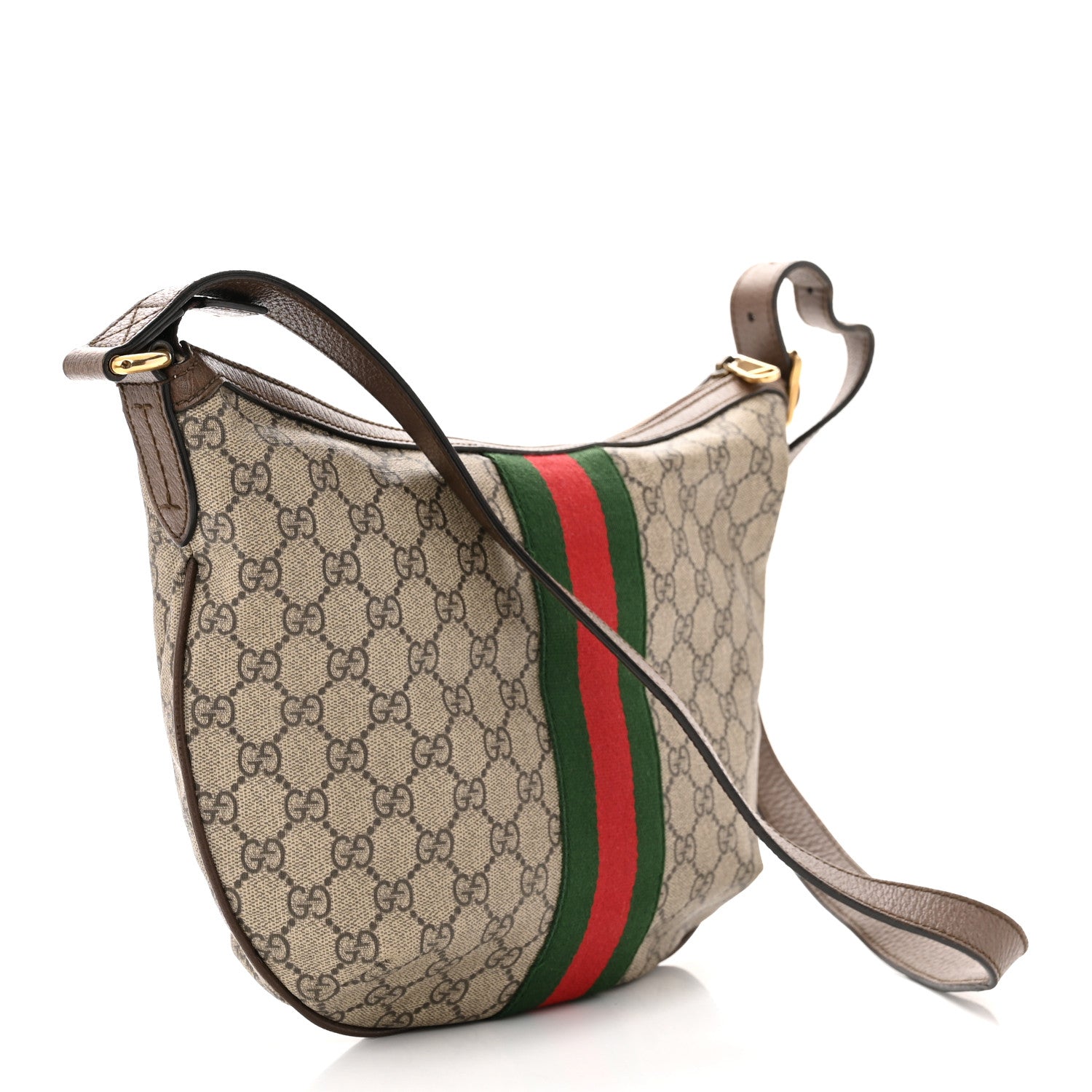 Gucci GG Supreme Monogram Web Small Ophidia Half Moon Hobo Brown 3 of 13