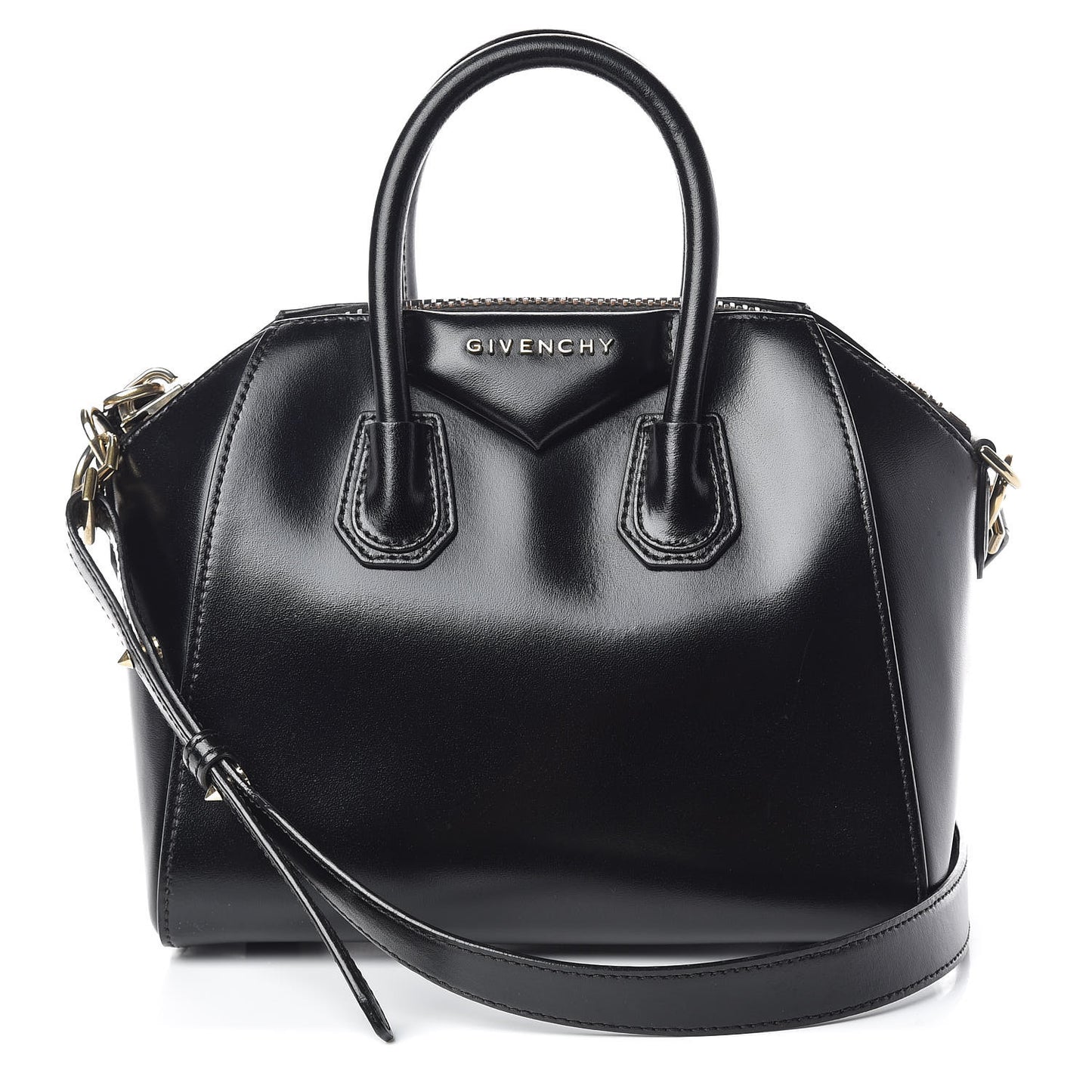 Shiny Lord Calfskin Mini Antigona Black