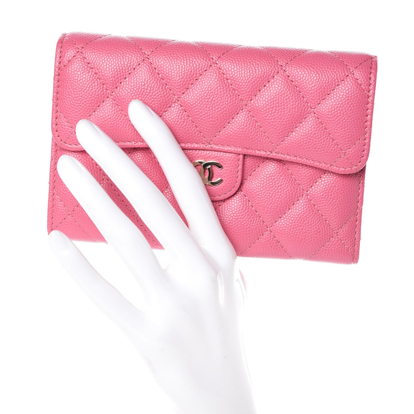 Caviar Quilted Medium Flap Wallet Pink