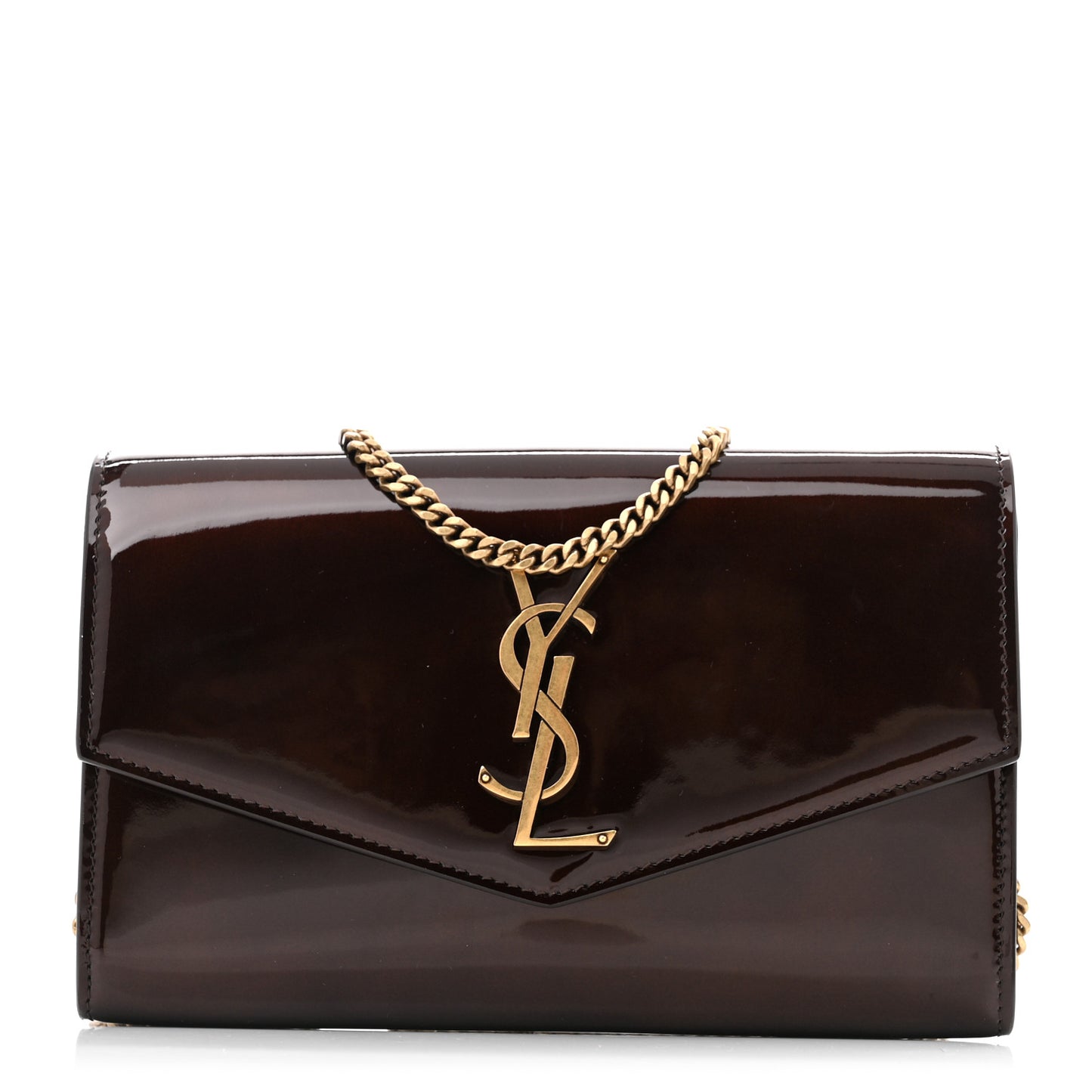 Patent Uptown Chain Wallet  Brown
