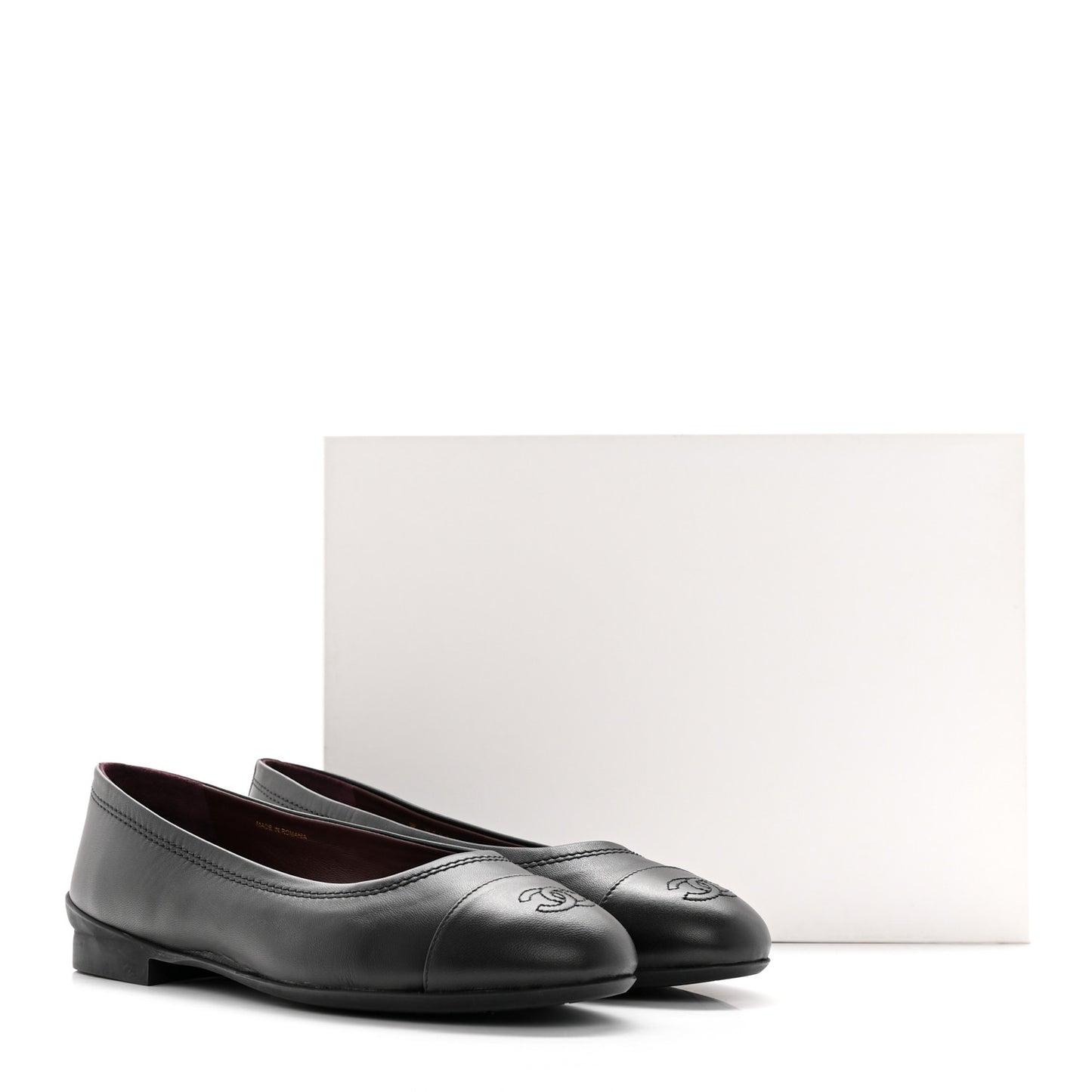 Lambskin Cap Toe CC Ballerina Flats 40 Black