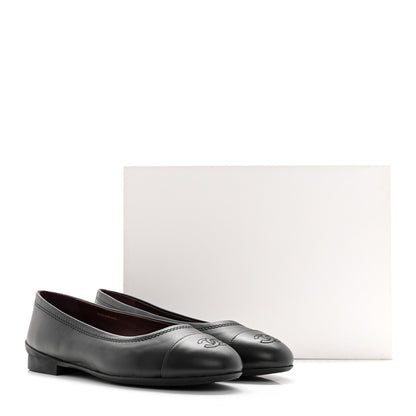 Chanel Lambskin Cap Toe CC Ballerina Flats 40 Black 15 of 15
