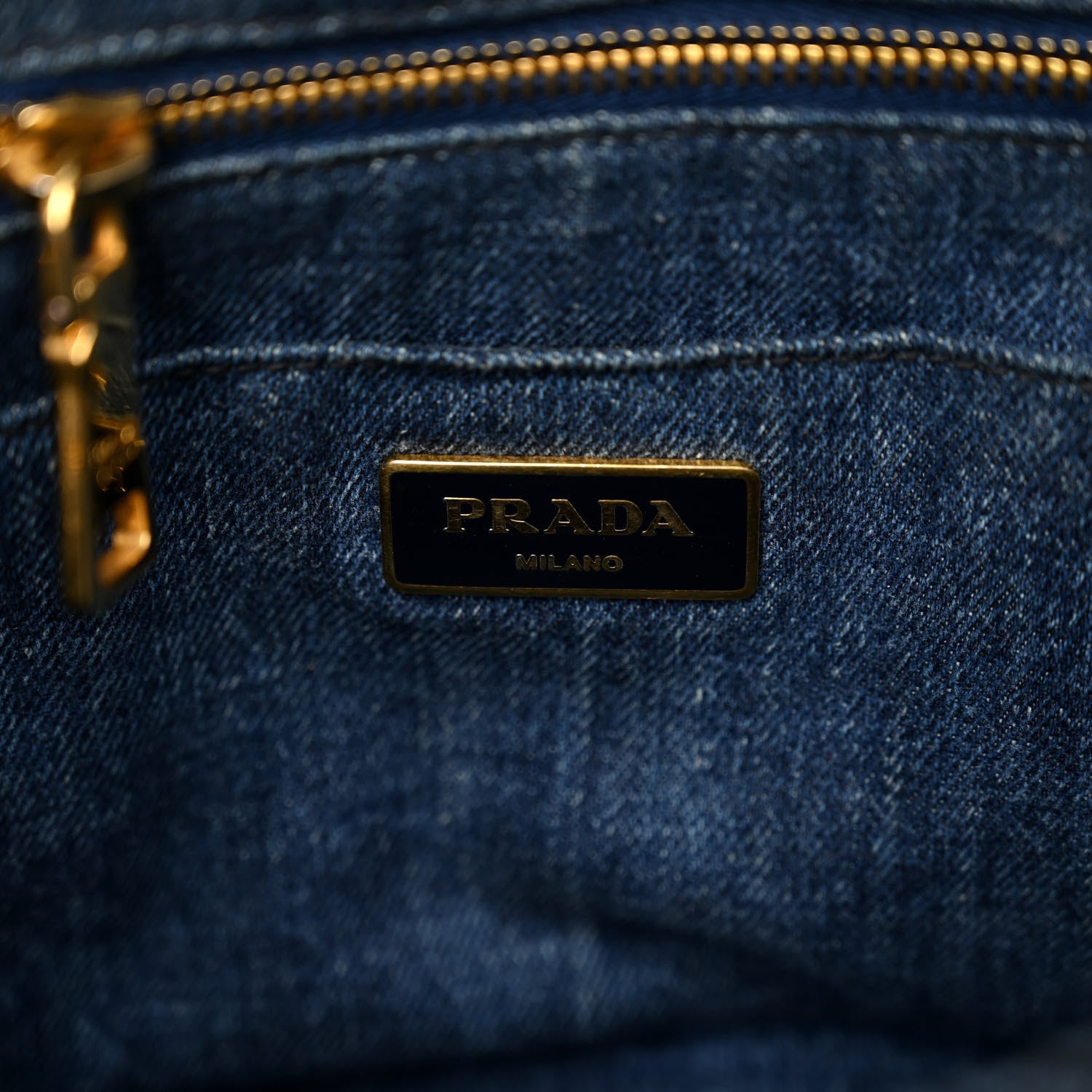 Prada Denim Small Logo Tote Bleu 6 of 10