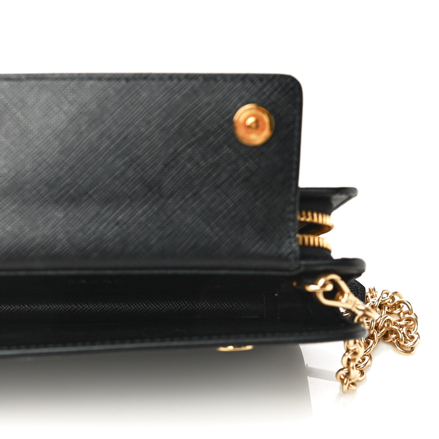 Prada Saffiano Chain Wallet Black 5 of 9