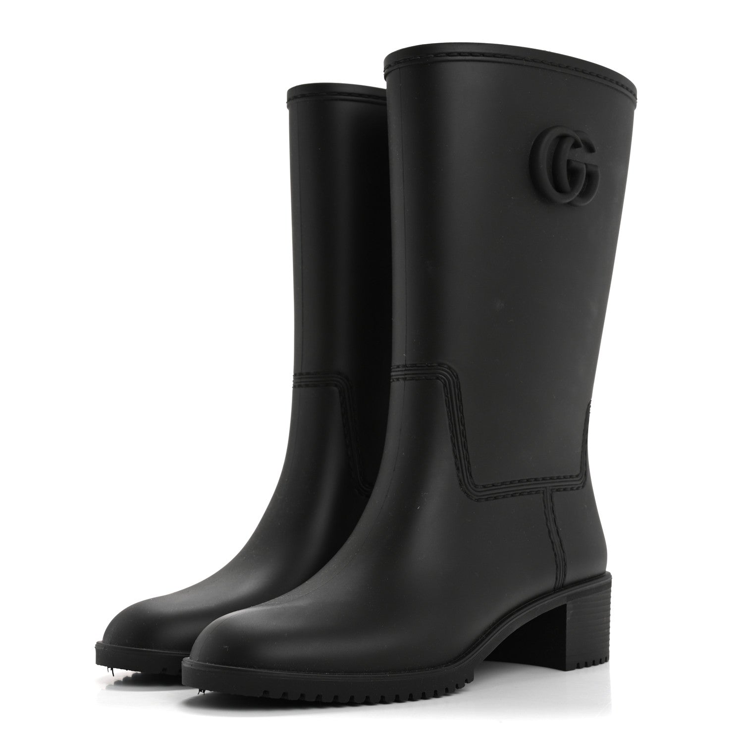 Gucci Rubber Double G Womens Rain Boots 37 Black 3 of 9