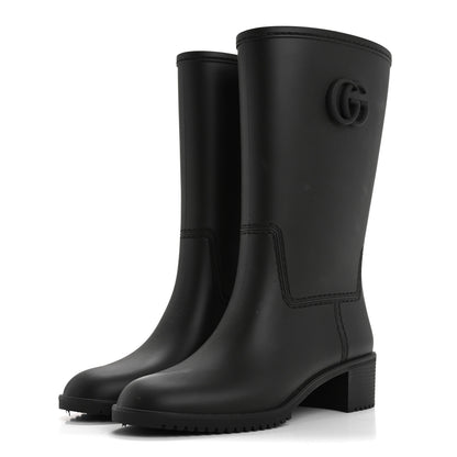 Gucci Rubber Double G Womens Rain Boots 37 Black 3 of 9
