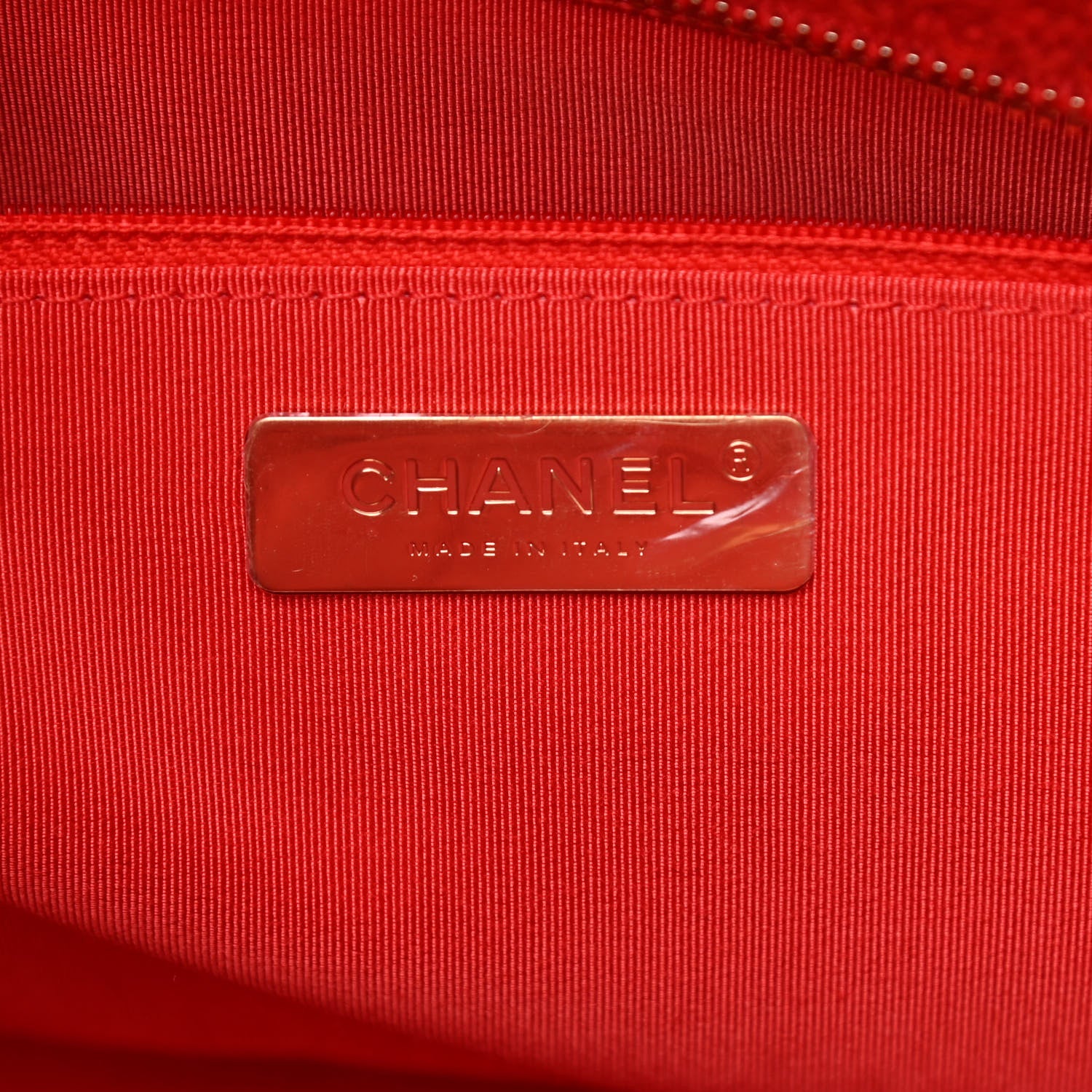 Chanel Wool Tweed Large Zipped Shopping Tote Red 6 of 11