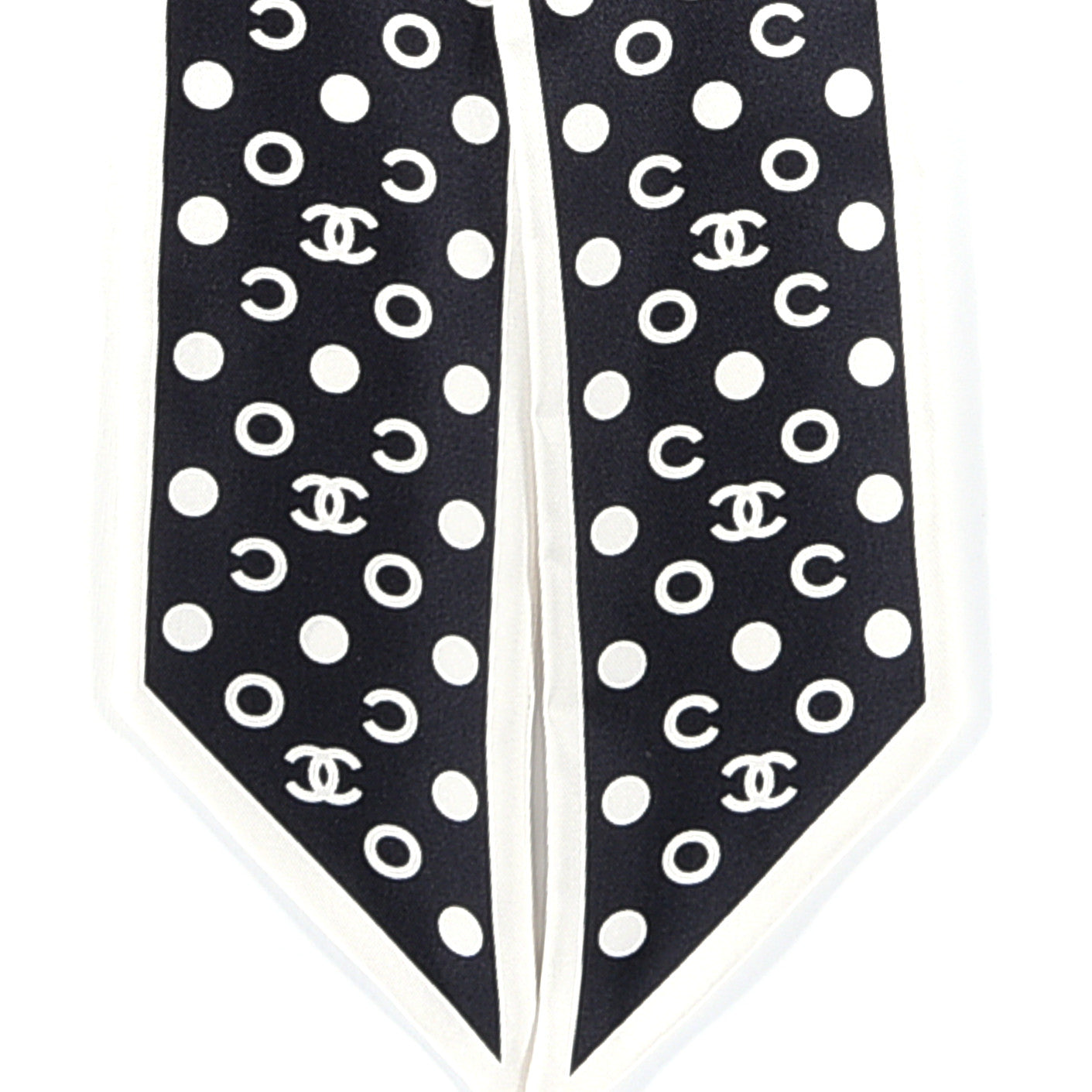 Silk CC Twilly Hair Tie Black White