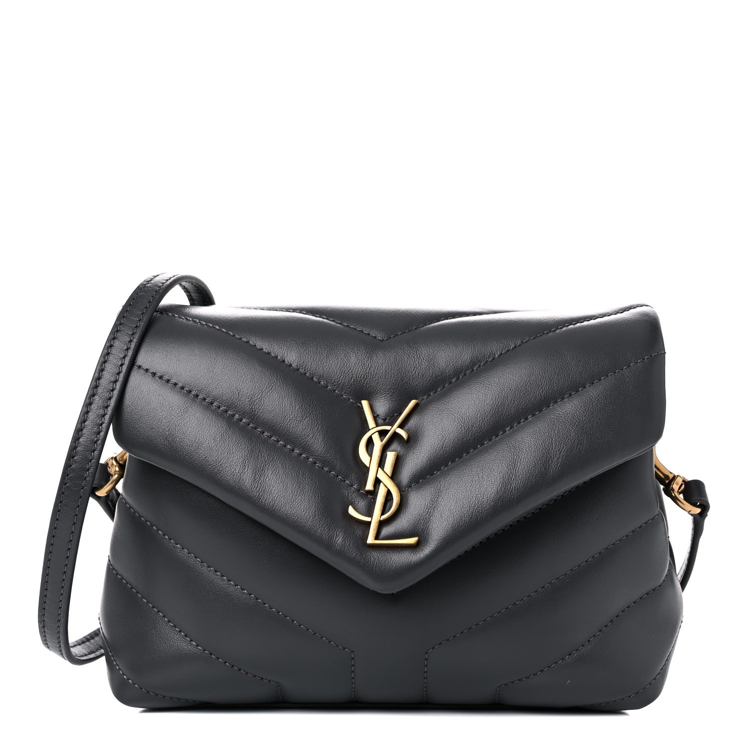 Saint Laurent Calfskin Y Quilted Monogram Toy Loulou Crossbody Bag Storm 1 of 10