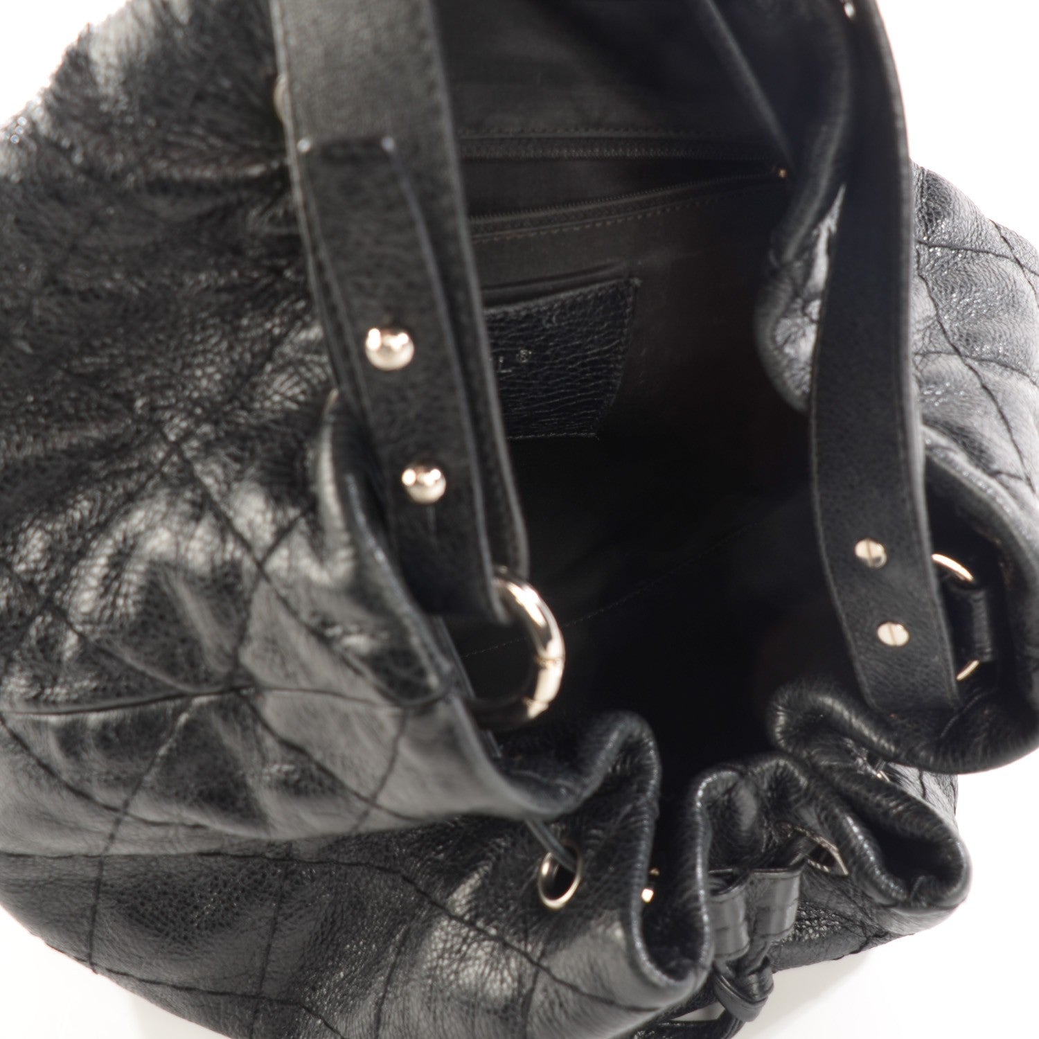 Chanel Glazed Calfskin On The Road Drawstring Tote Black 8 of 12