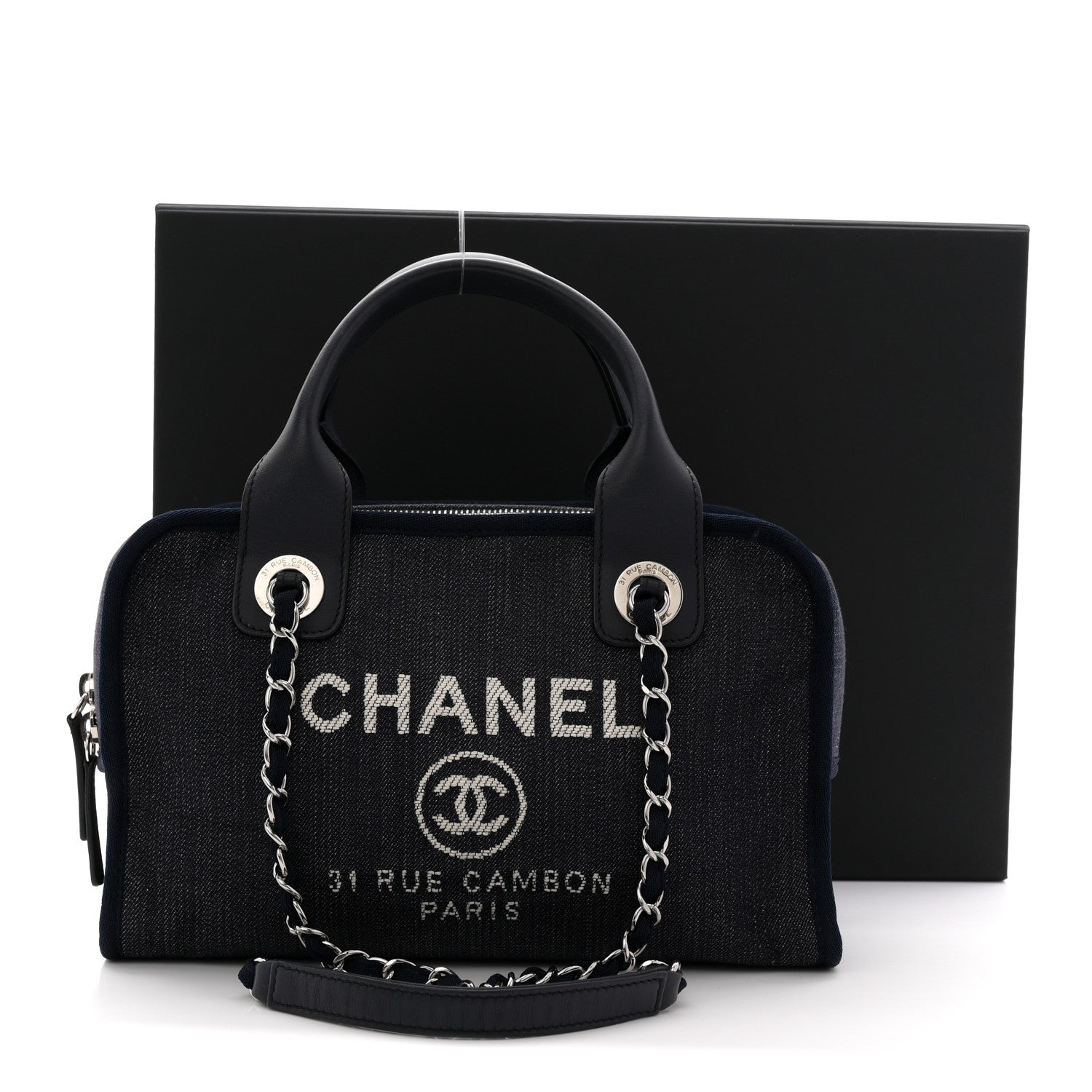Chanel Denim Deauville Bowling Bag Blue 1878815 – FASHIONPHILE