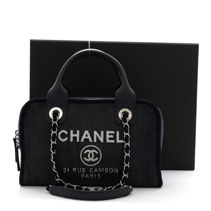 Chanel Denim Deauville Bowling Bag Blue 12 of 12