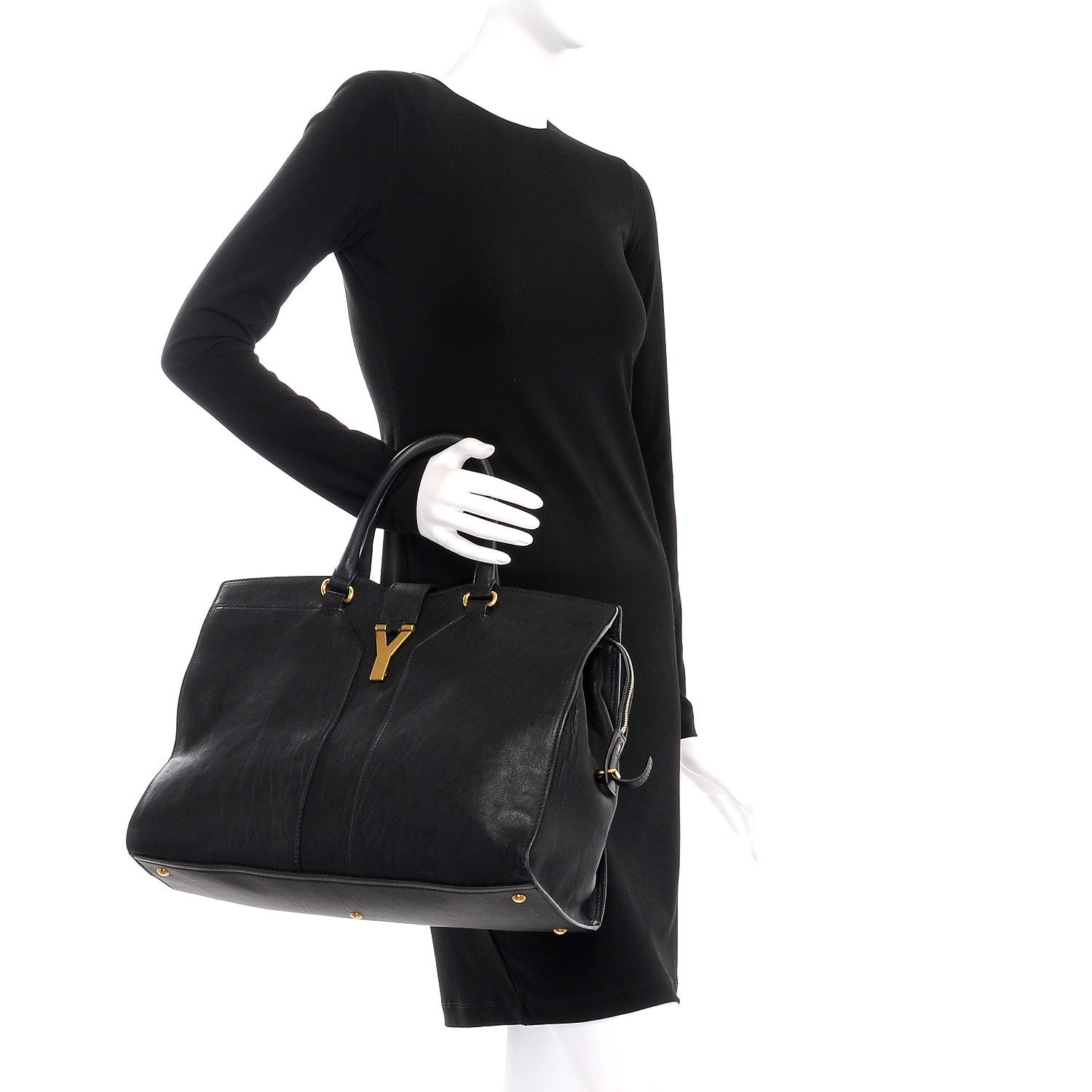 Saint Laurent Sheepskin Large Cabas ChYc Black 2 of 8