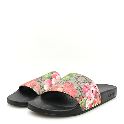 Gucci GG Supreme Monogram Blooms Slide Sandals 40 Beige Multicolor 3 of 8