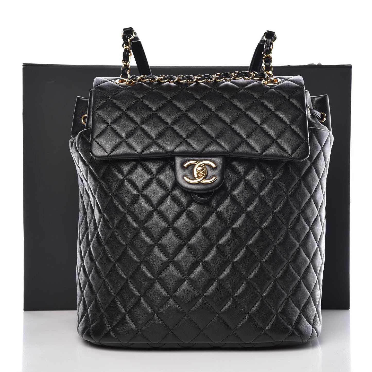 Lambskin Quilted Large Urban Spirit Backpack Black