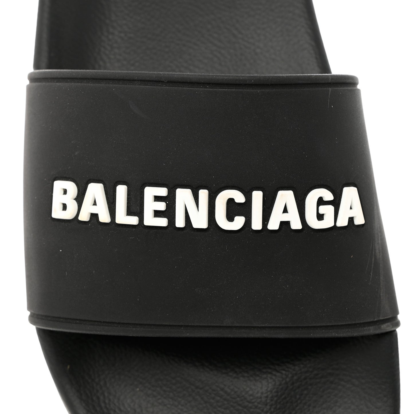 PVC Logo Mens Pool Slide Sandals 38 Black White