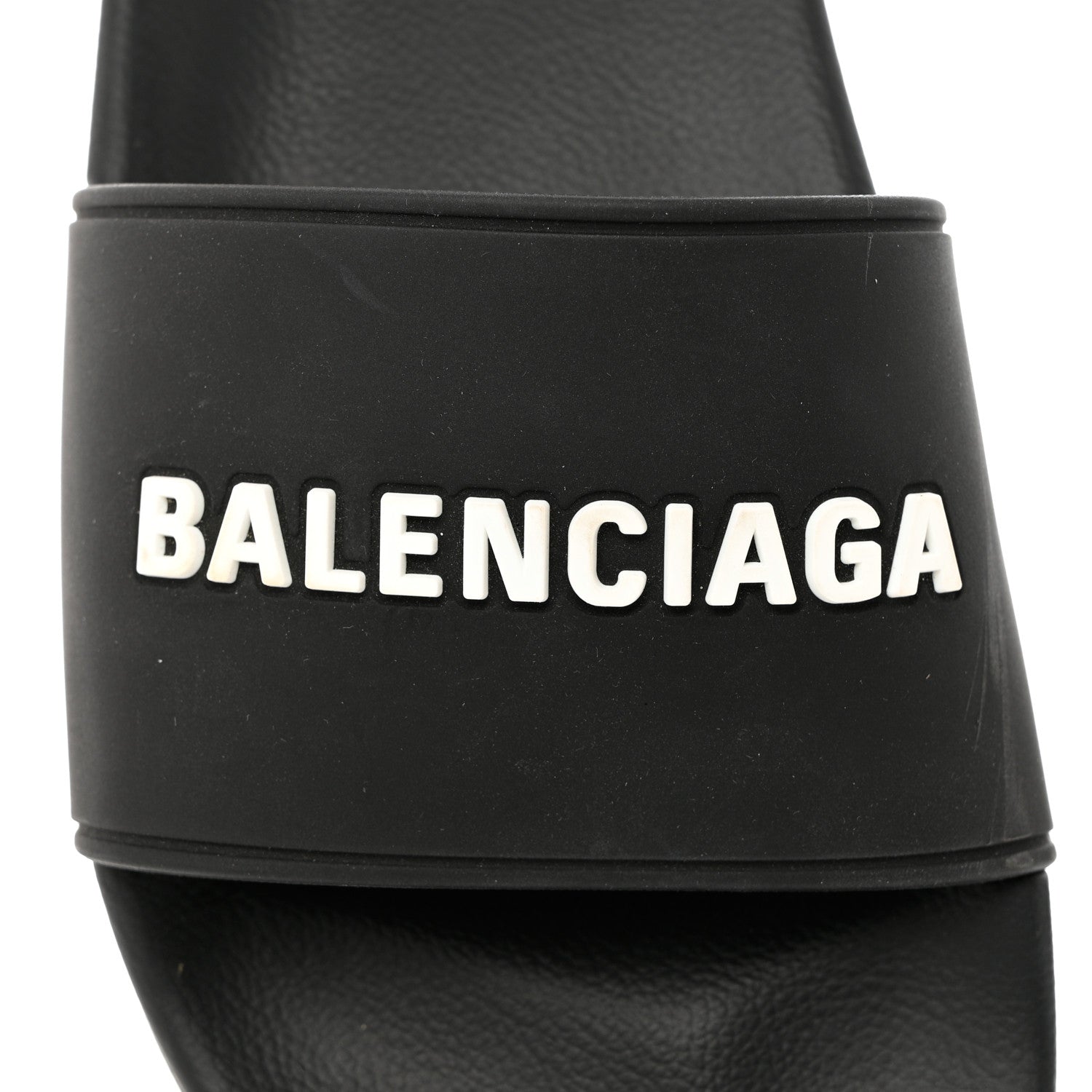 Balenciaga PVC Logo Mens Pool Slide Sandals 38 Black White 7 of 10