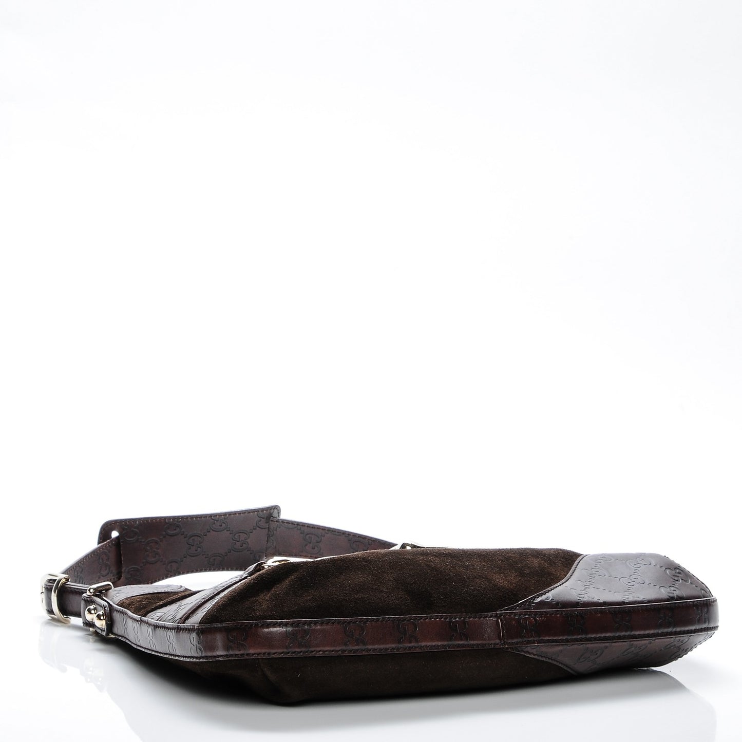 Guccissima Suede Hasler Hobo Dark Brown