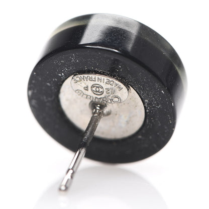 Chanel Resin Abalone CC Stud Earrings Black 4 of 4