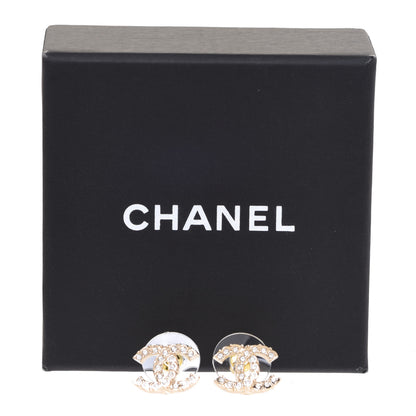 Chanel Crystal Studded CC Earrings Gold 5 of 5