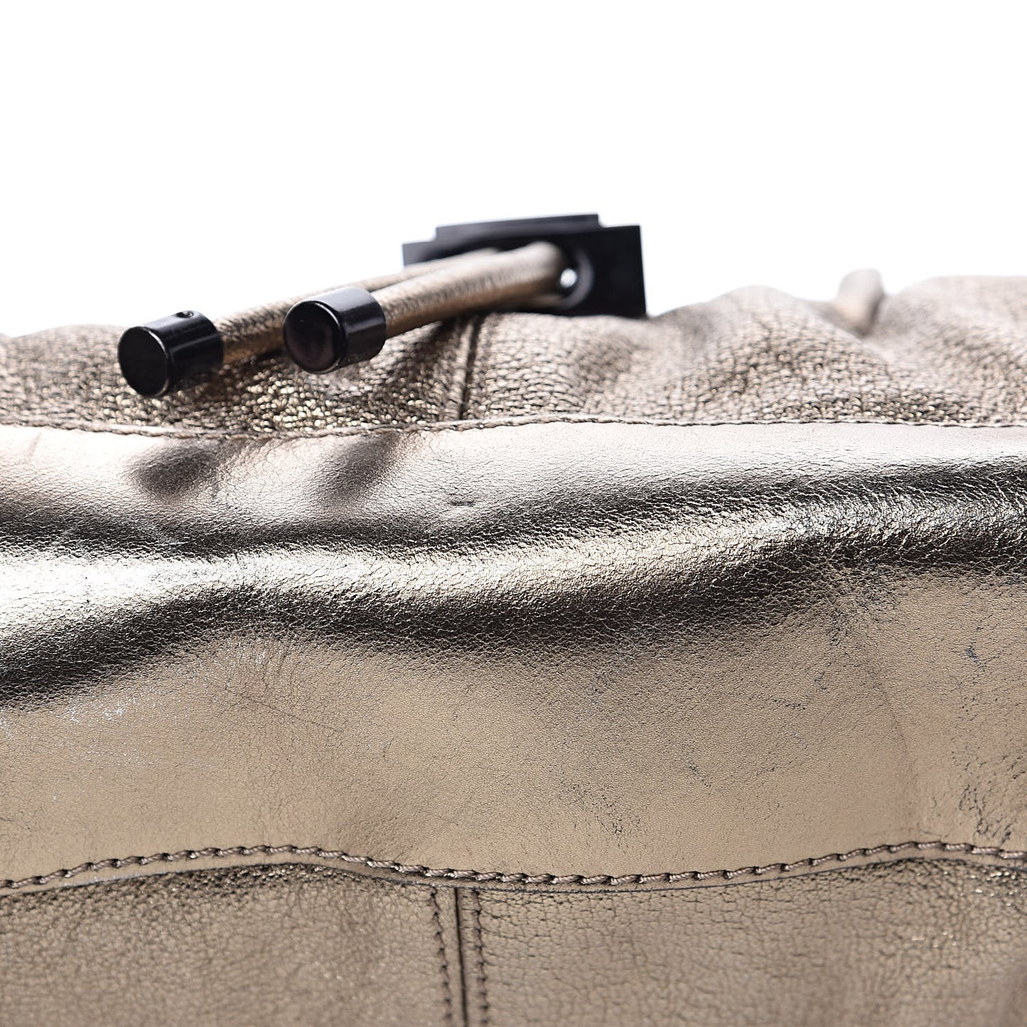 Metallic Grained Calfskin Small Curzon Satchel Gold