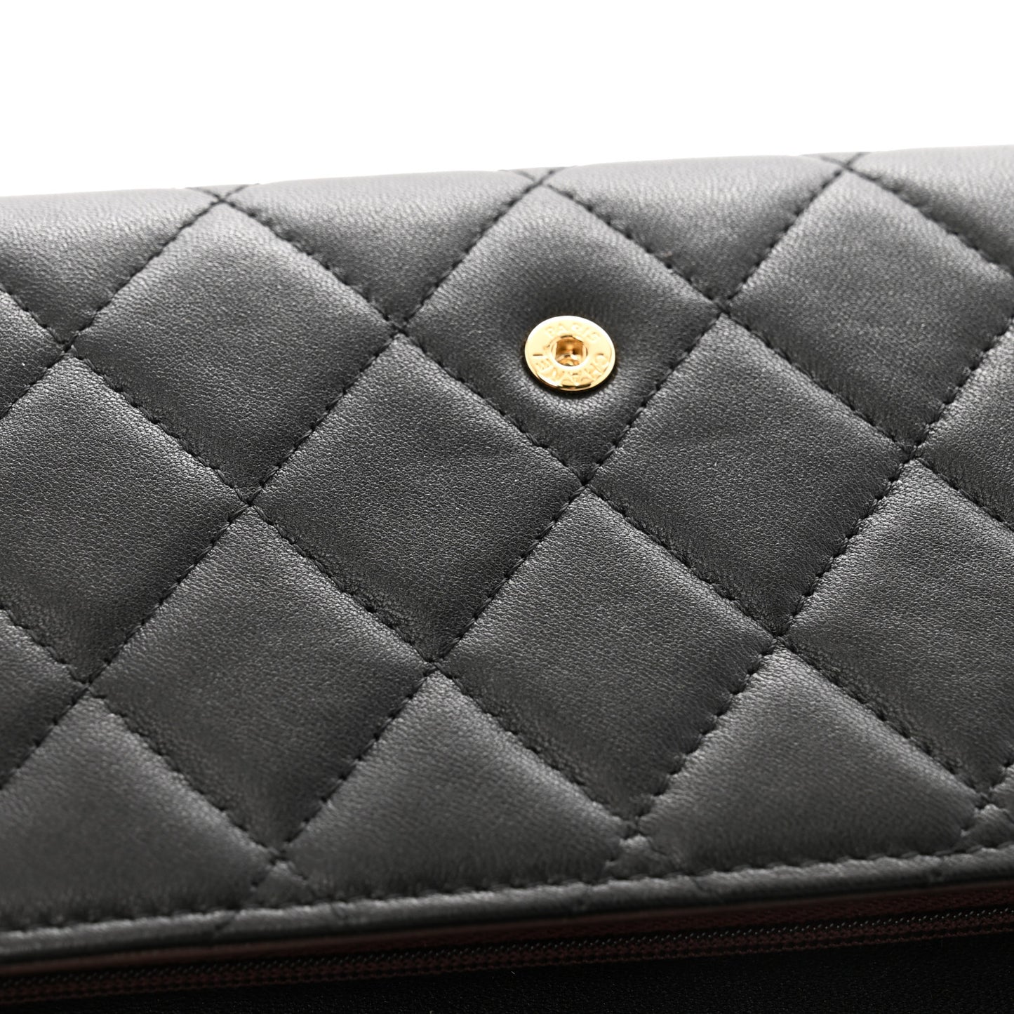 Lambskin Quilted Large Flap Wallet Black